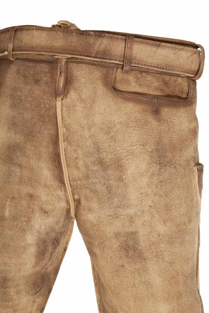 Back view of lederhosen shorts men with sturdy belt loops and a smooth finish, designed for durability and classic appeal. These lederhosen short shorts are perfect for both casual wear and traditional Oktoberfest gatherings