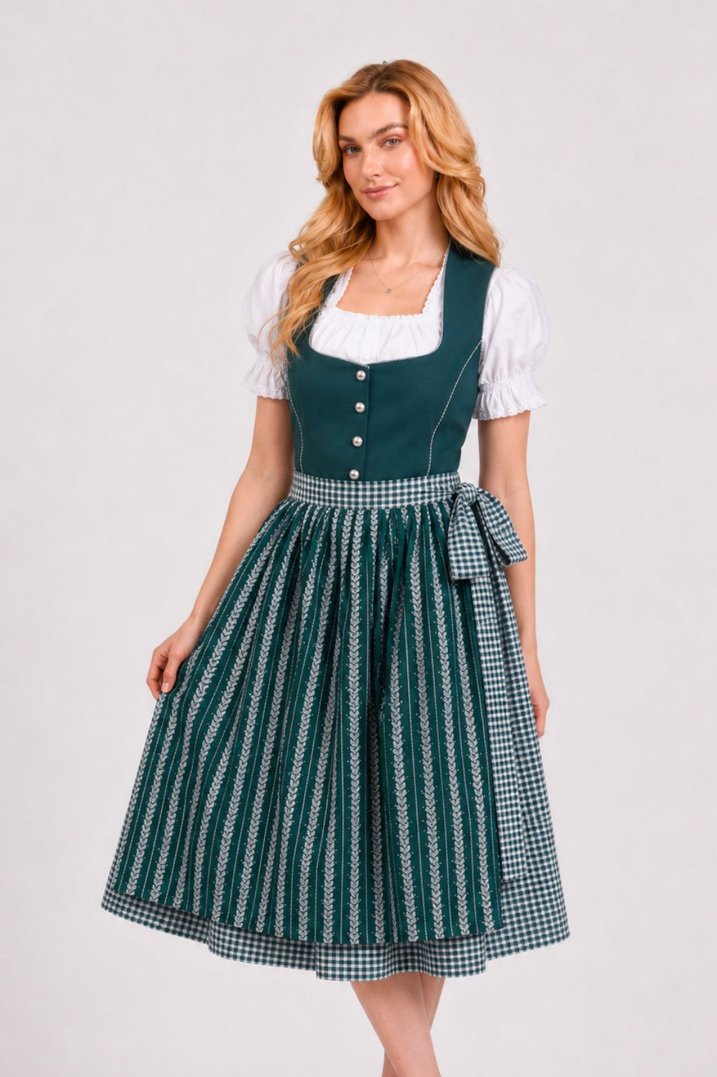 maxi dirndl dress Green Mona | Lange Ankle-Length EU 50 - US 20 - Waist 101-106 cm YGroup_amberlyn-maxi-dress Size Range:34-52 olive green formal dresses A practical front zipper