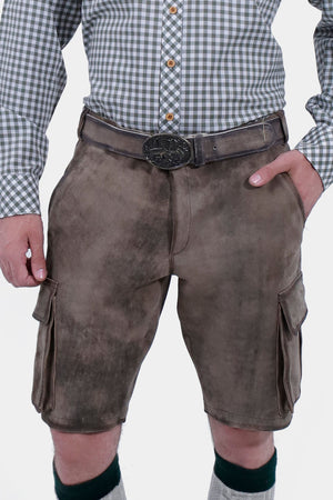 Harrison Leather Cargo Men Lederhosen in grey color