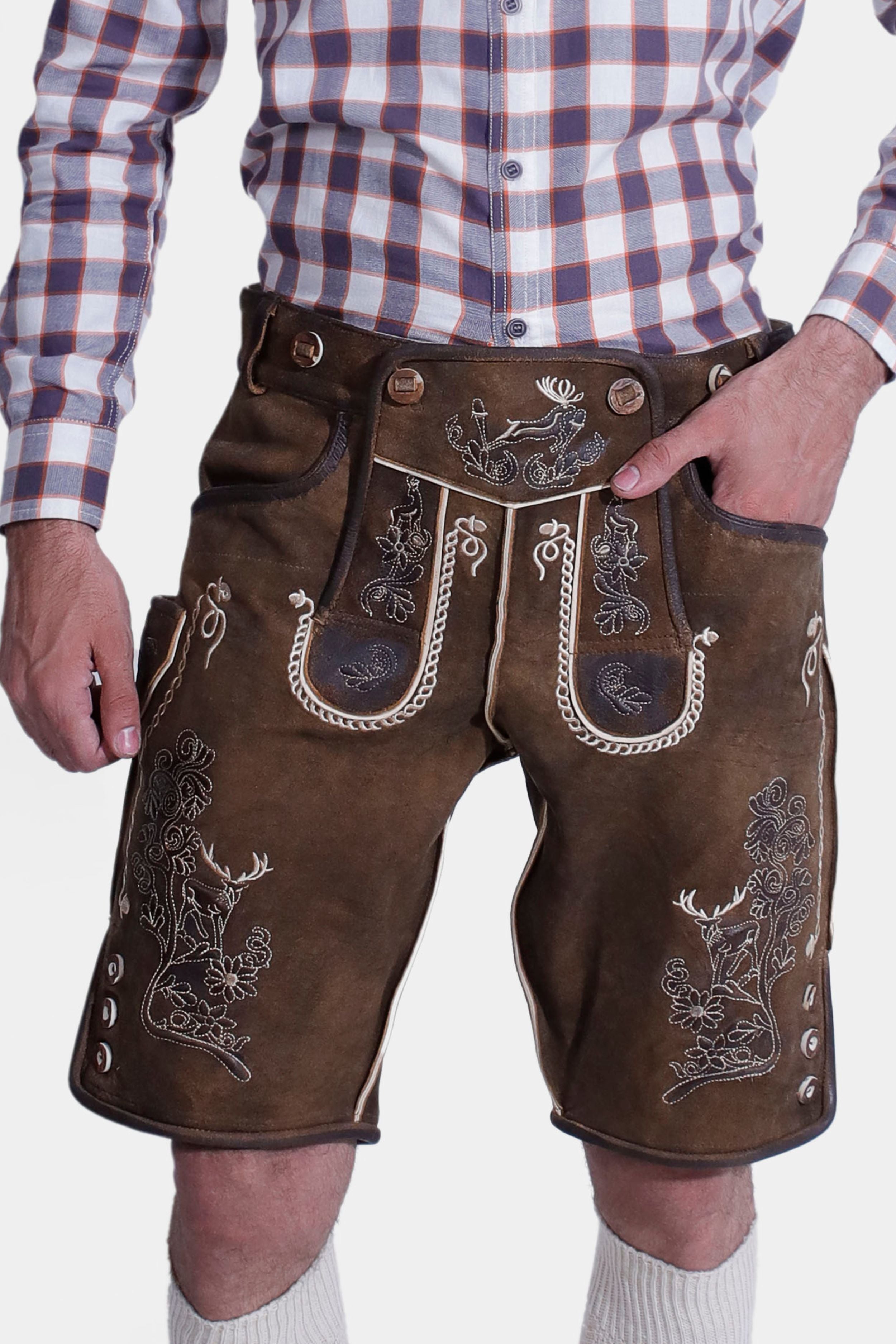 Traditional Max Planck short brown lederhosen – eLederhosen