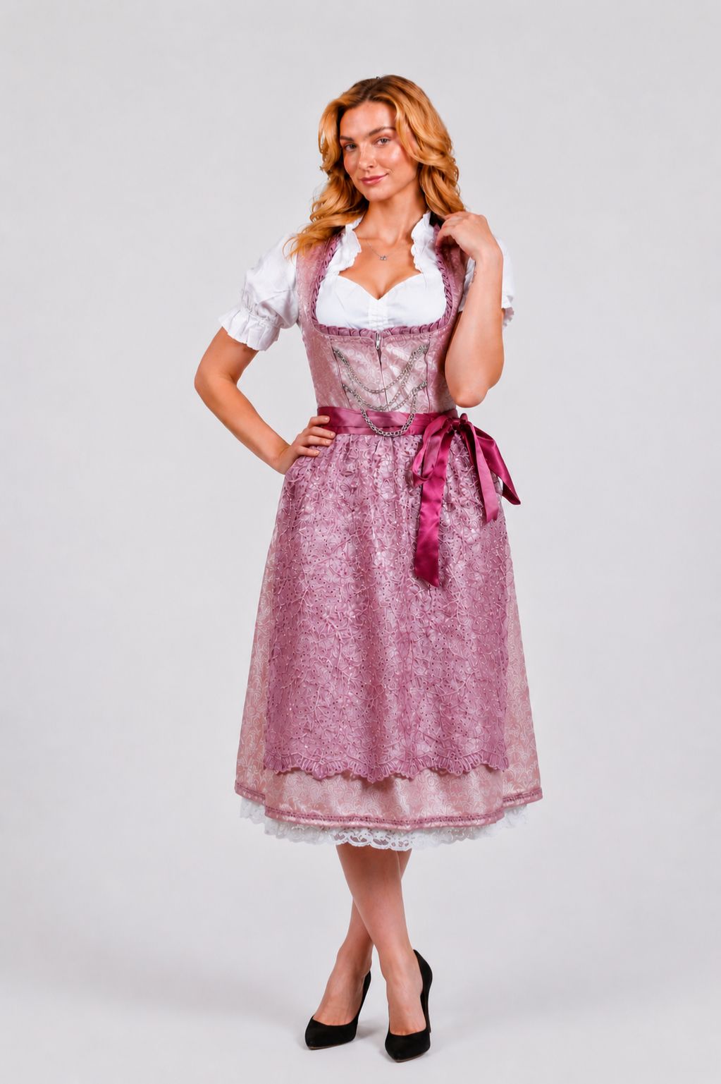 maxi dirndl dress Pink Lisa EU 50 - US 20 - Waist 101-106 cm Casual v Neck Boho mens-new-arrivals-recreation Women’s classic Bavarian dirndl Size:EU 37 / US 6.5-7
