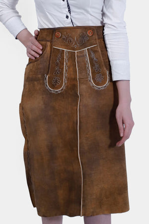 Nena Brown Lederhosen Skirt