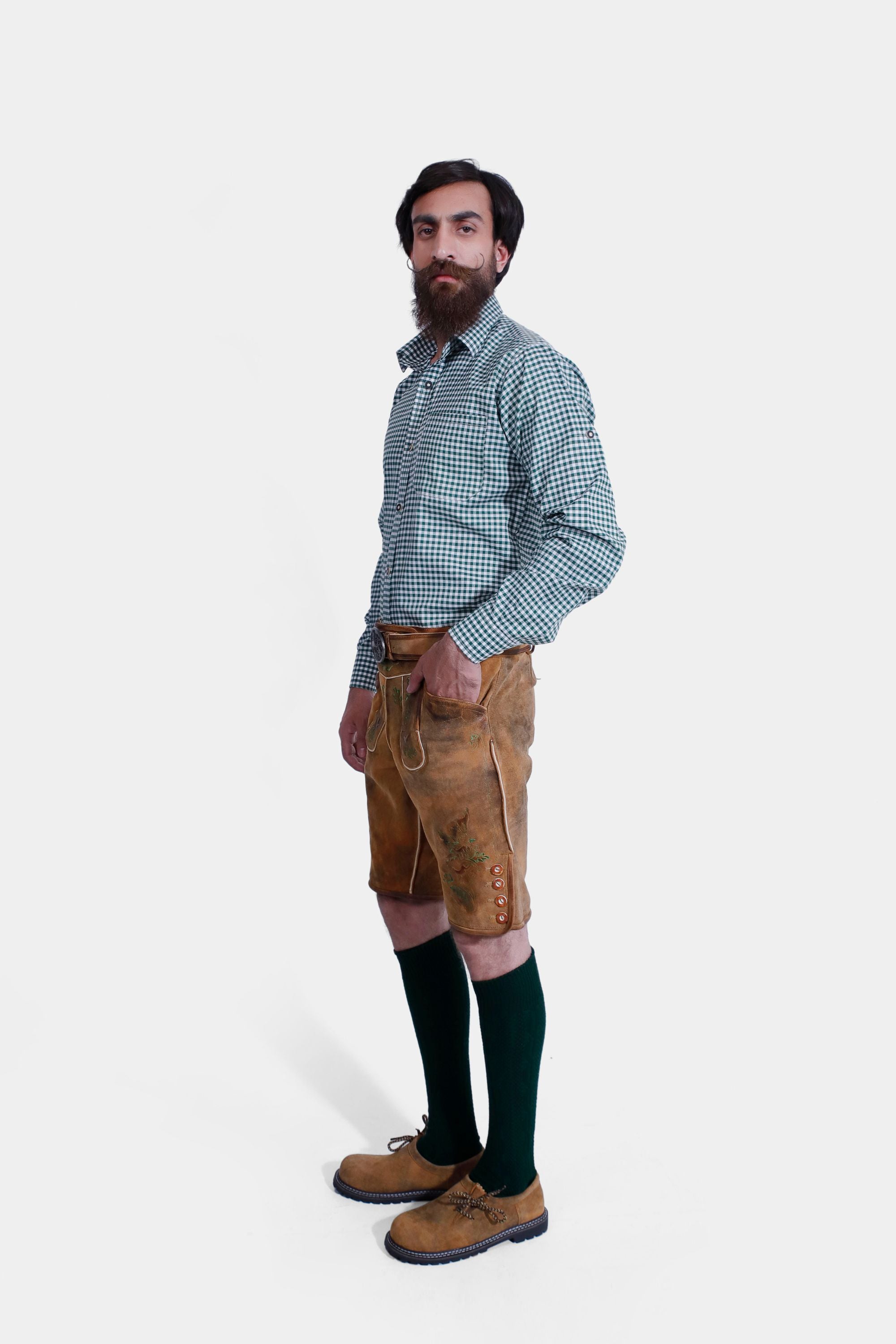 Bavarian Lederhosen short in walnut brown