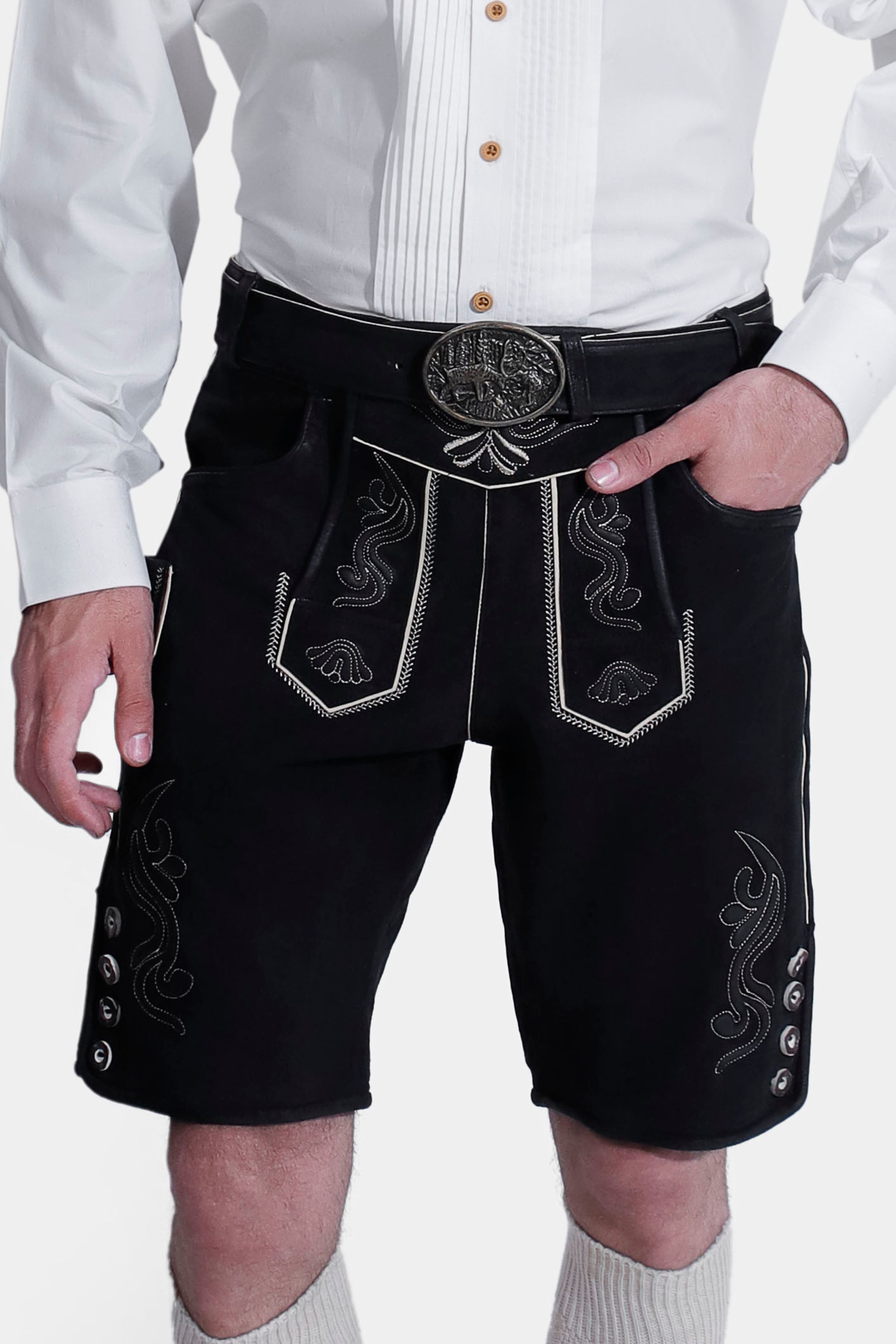 Edelweiss Black Lederhosen shorts for men
