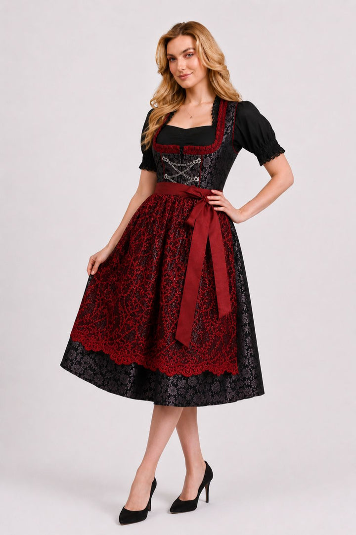 maxi dirndl dress Black Kekilli | Lange Ankle-Length Dirndl EU 46 - US 16 - Waist 90-94 cm color:Neutral Color:Blue Printed drawing from centuries of Casual Dress Target Holiday