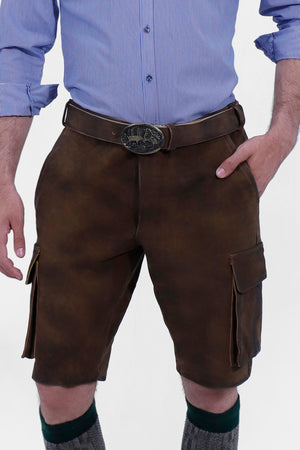 Galileo Cargo Leather Lederhosen Shorts