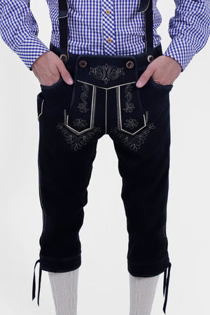 bavarian Bundhosen Black with belt and suspender