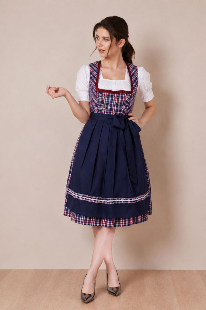 modern dirndl dress Nassfeld, dusty green At 75 cm long Traditional Dirndl Dress | Grey