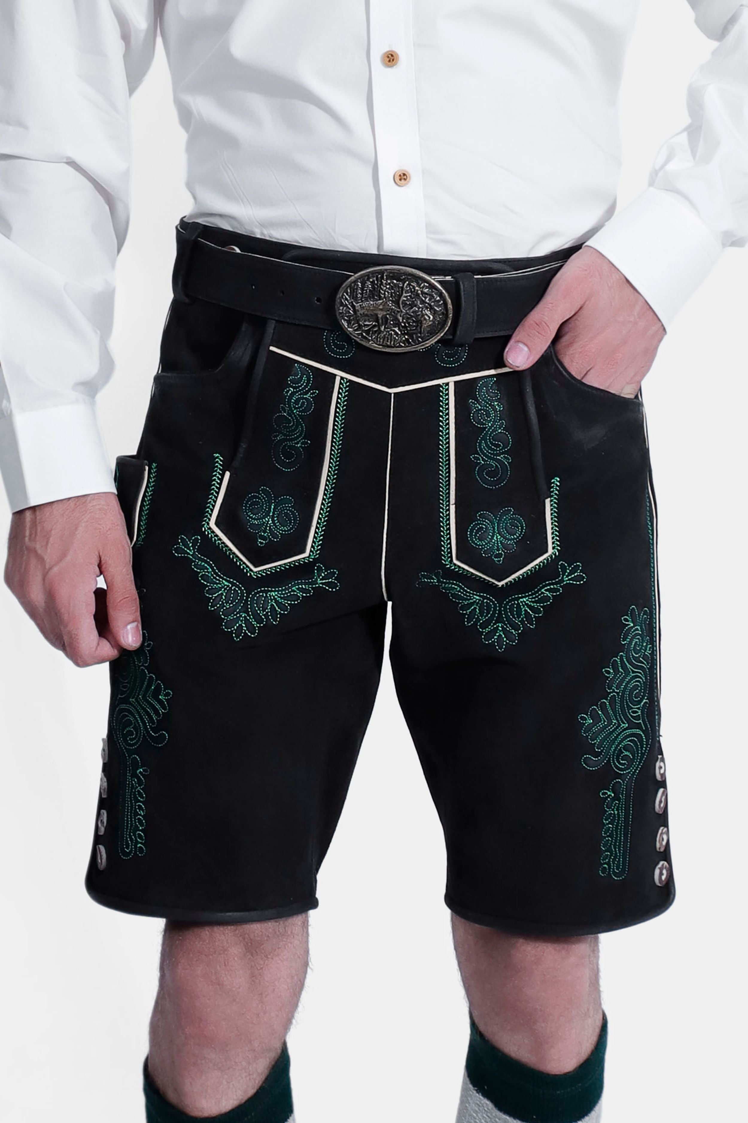 Mystic Mens Black Lederhosen