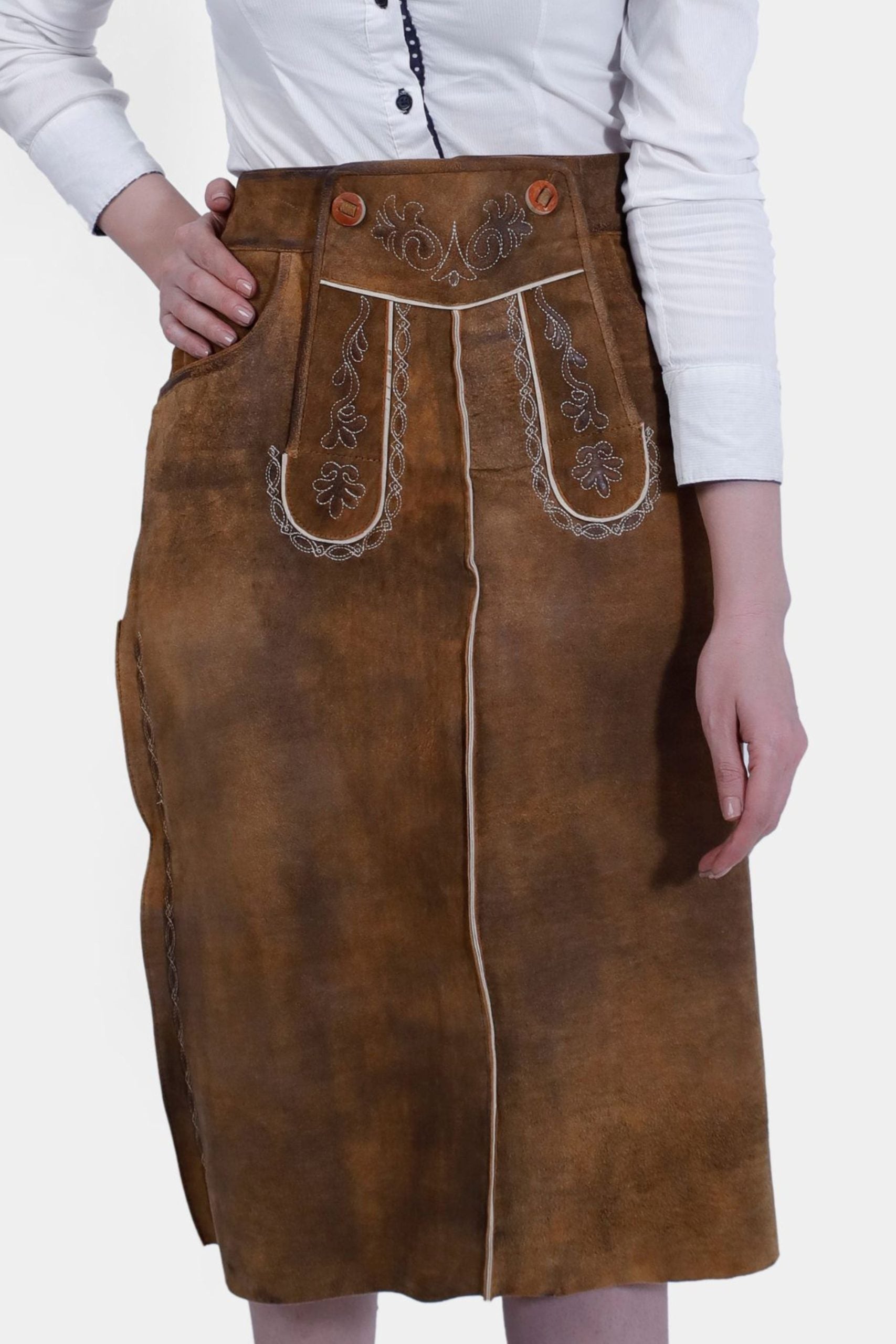 Nena Brown Lederhosen Skirt