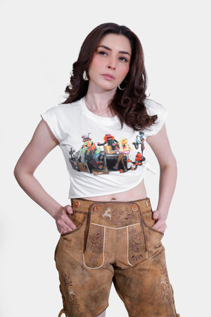 Royal Saxony Lederhosen in Golden Amber Delight, goatskin leather with natural embroidery, brown horn buttons, and multiple pockets