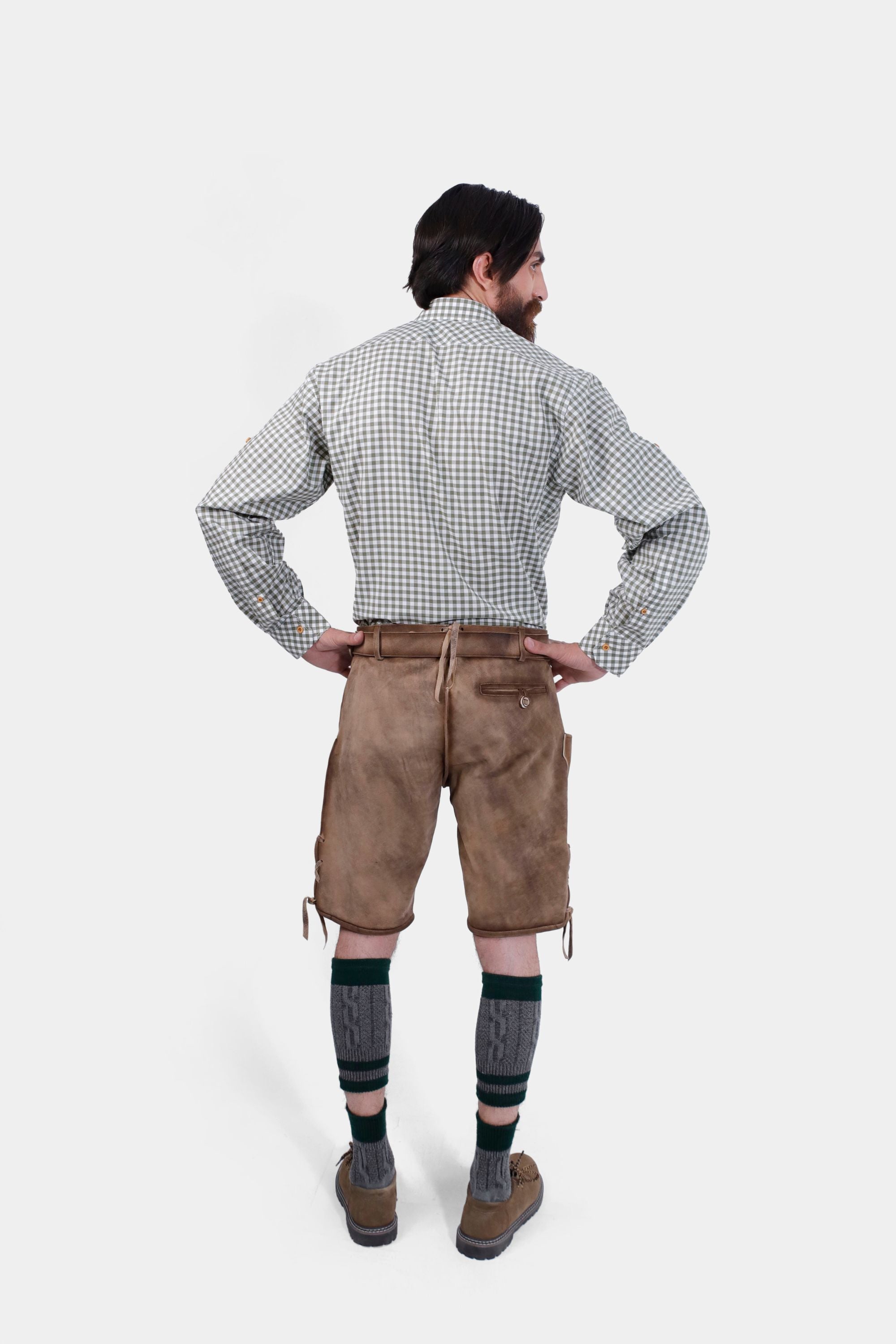 Back view of Thuringian Forest Dragons Lederhosen, showing the adjustable waistband and overall design