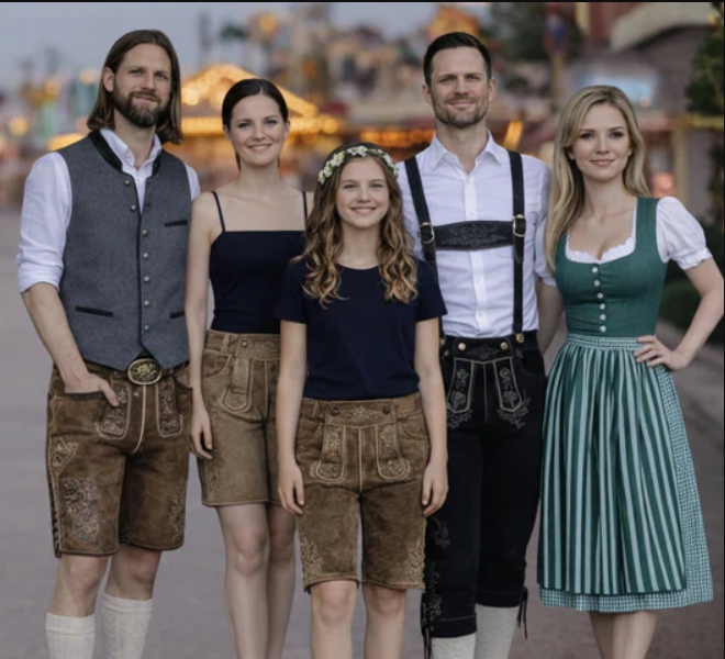 Complete custom Oktoberfest outfit built in the eLederhosen Outfit Studio