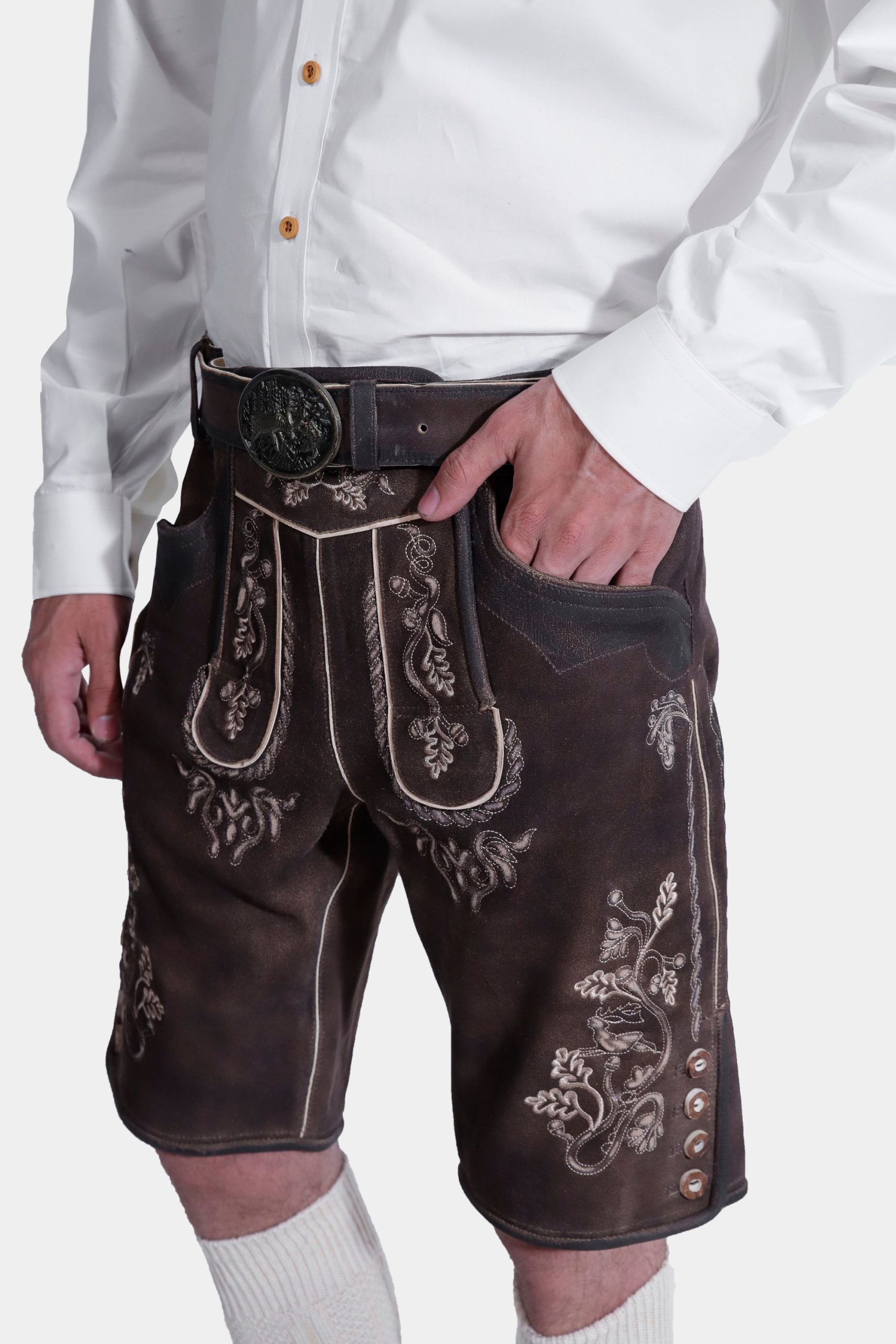 Bavarian short lederhosen Zillertal goatskin antique