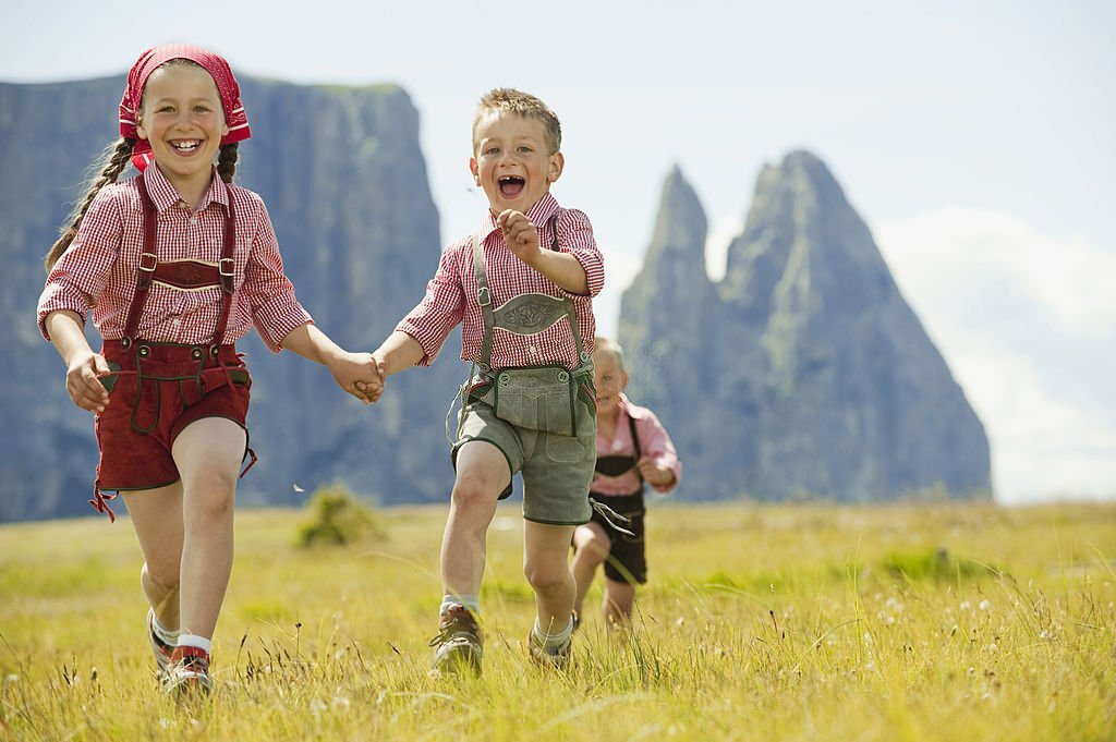 Bavarian Kids wearing Traditional Lederhosen
