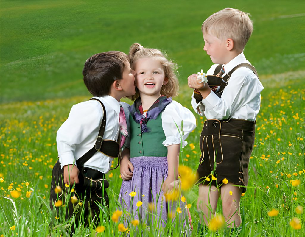 kids wearing bavarian clothing